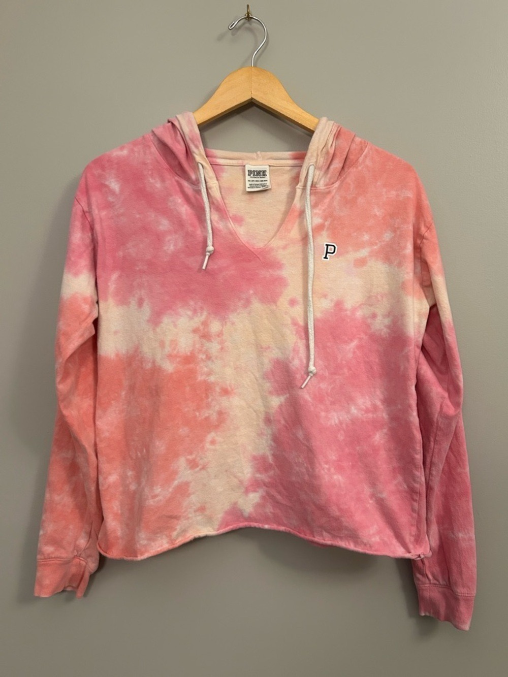 PINK Victoria's Secret Tie-Dye Hooded Cropped Sweatshirt - Pink XS